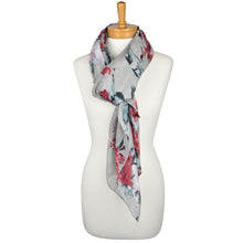 Load image into Gallery viewer, THSS1573A Grey: Red Roses Scarf
