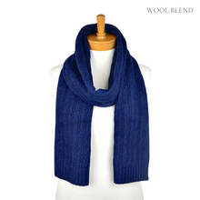 Load image into Gallery viewer, THSS2257: Navy: Braid Knitted Scarf