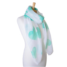 Load image into Gallery viewer, THSS2344: Green: Love Hearts Scarf