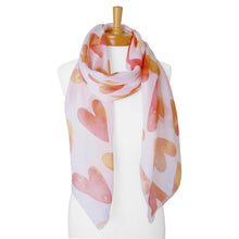 Load image into Gallery viewer, THSS2351: Orange: Hearts Scarf