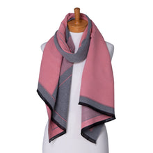 Load image into Gallery viewer, THSS2373: Pink Grey: Reversible Patterned Scarf