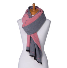 Load image into Gallery viewer, THSS2373: Pink Grey: Reversible Patterned Scarf