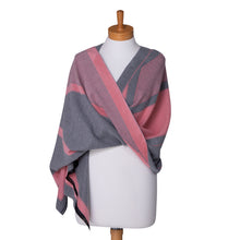 Load image into Gallery viewer, THSS2373: Pink Grey: Reversible Patterned Scarf