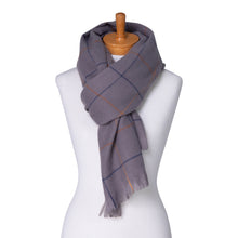 Load image into Gallery viewer, THSS2380: Grey: Line Check Scarf