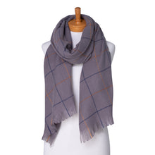 Load image into Gallery viewer, THSS2380: Grey: Line Check Scarf
