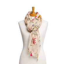 Load image into Gallery viewer, THSS2471: Ivory: Multi Floral Garden Scarf
