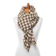 Load image into Gallery viewer, THSS2522: Dark Olive: Small Gingham Scarf