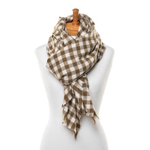 Load image into Gallery viewer, THSS2522: Dark Olive: Small Gingham Scarf