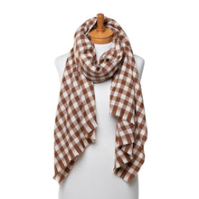 Load image into Gallery viewer, THSS2523: Brown: Small Gingham Scarf