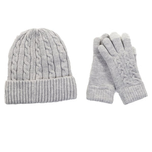 THSS2549GX: Grey: Braid Knit Gloves
