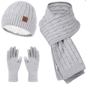 THSS2549GX: Grey: Braid Knit Gloves