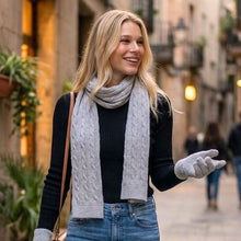 Load image into Gallery viewer, THSS2549HX: Grey: Braid Knit Scarf