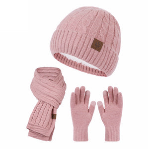 THSS2552GX: Blush Pink : Braid Knit Gloves