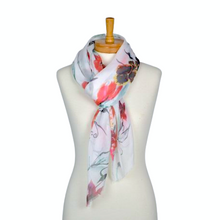 Load image into Gallery viewer, THSS2563: White: Mix Flower Scarf