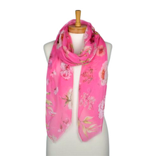 Load image into Gallery viewer, THSS2565: Pink: Watercolour Flowers Scarf