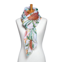 Load image into Gallery viewer, THSS2568: White: Native Australian Flower Scarf
