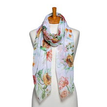 Load image into Gallery viewer, THSS2572: White: Flower Bouquet Scarf - J'adore Gifts