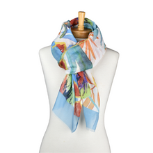 Load image into Gallery viewer, THSS2582: Blue: Multi Leaves Scarf