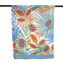 Load image into Gallery viewer, THSS2582: Blue: Multi Leaves Scarf