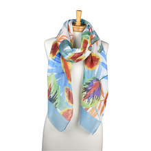Load image into Gallery viewer, THSS2582: Blue: Multi Leaves Scarf