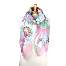 Load image into Gallery viewer, THSS2583: Pastel Pink: Multi Leaves Scarf