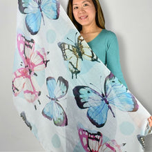 Load image into Gallery viewer, THSS2584: Multi: Watercolour Butterfly Scarf