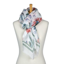 Load image into Gallery viewer, THSS2588: White: Double Border Floral Scarf - J'adore Gifts