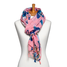 Load image into Gallery viewer, THSS2593: Pink: Flower Tassel Scarf