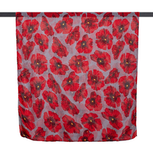 Load image into Gallery viewer, THSS2599: Grey: Large Poppies Scarf