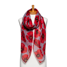 Load image into Gallery viewer, THSS2599: Grey: Large Poppies Scarf
