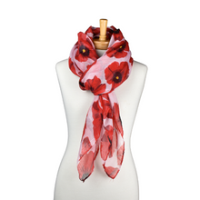 Load image into Gallery viewer, THSS2600: White: Large Poppies Scarf