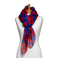 Load image into Gallery viewer, THSS2601: Navy Blue: Large Poppies Scarf