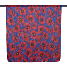 Load image into Gallery viewer, THSS2601: Navy Blue: Large Poppies Scarf