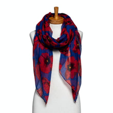 Load image into Gallery viewer, THSS2601: Navy Blue: Large Poppies Scarf