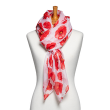 Load image into Gallery viewer, THSS2602: White: Medium Poppies Scarf