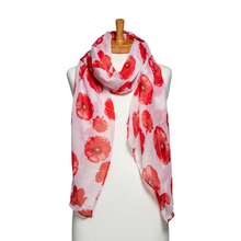 Load image into Gallery viewer, THSS2602: White: Medium Poppies Scarf
