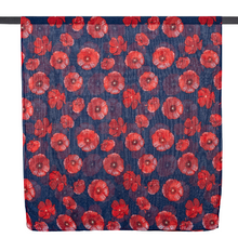 Load image into Gallery viewer, THSS2604: Navy: Medium Poppies Scarf
