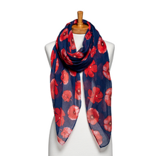 Load image into Gallery viewer, Medium Poppies Scarf | Navy
