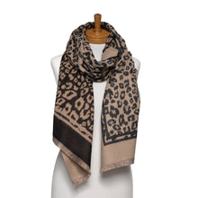 Load image into Gallery viewer, THSS2632: Black Tan: Reversible Animal Print Scarf
