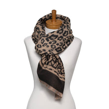 Load image into Gallery viewer, THSS2632: Black Tan: Reversible Animal Print Scarf