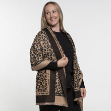 Load image into Gallery viewer, THSS2632: Black Tan: Reversible Animal Print Scarf