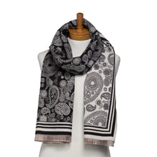 Load image into Gallery viewer, THSS2637: Black: Reversible Paisley Pattern Scarf - J'adore Gifts