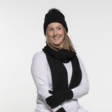 Load image into Gallery viewer, THSS2660: Black: Pattern Rib Knit Scarf