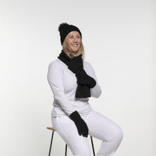 Load image into Gallery viewer, THSS2660: Black: Pattern Rib Knit Scarf