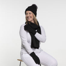 Load image into Gallery viewer, THSS2660: Black: Pattern Rib Knit Scarf