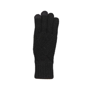 THSS2660GX: Black: Pattern Rib Knit Gloves