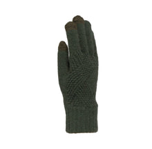 Load image into Gallery viewer, THSS2662GX: Forest Green: Pattern Rib Knit Gloves
