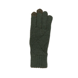 THSS2662GX: Forest Green: Pattern Rib Knit Gloves