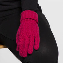 Load image into Gallery viewer, THSS2667GX: Hot Pink: Cable Knit Gloves