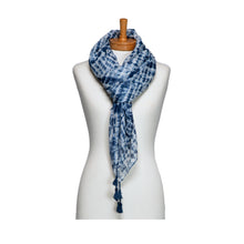 Load image into Gallery viewer, THSS2675: Blue: Tie Dye with Tassels Scarf